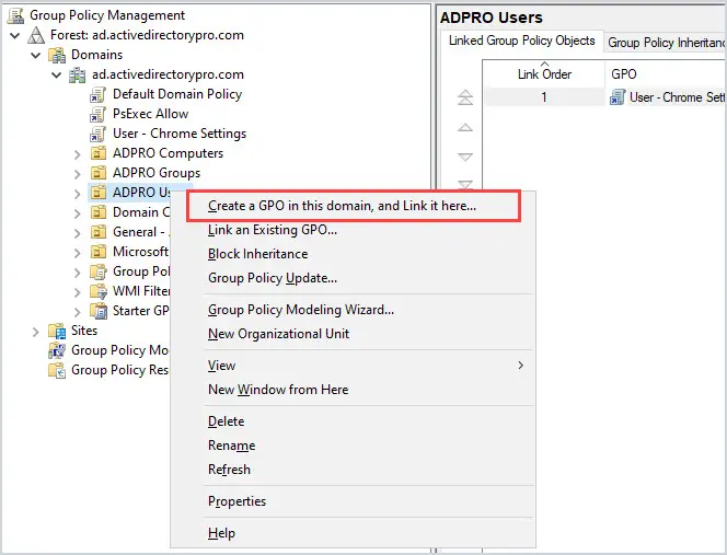 create a new gpo