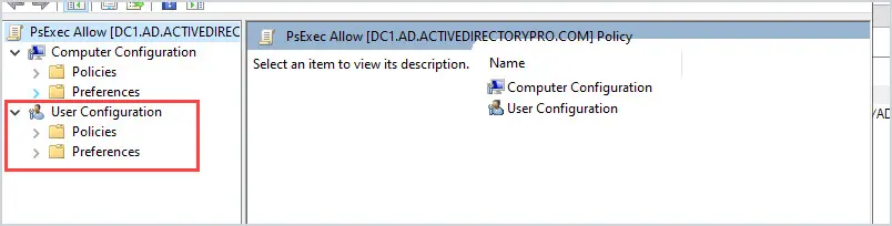 group policy user configuration