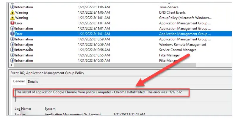 gpo event log error