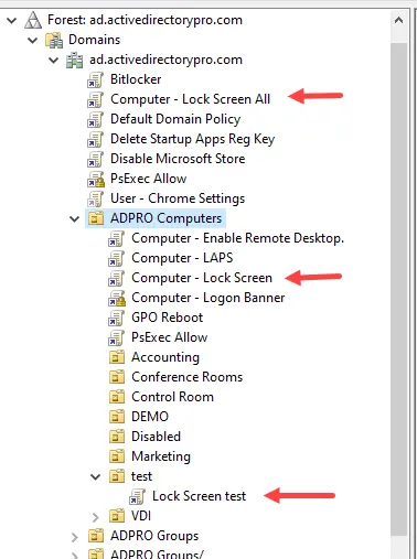 Screen lock GPO linked to a child OU closer to the computer objects