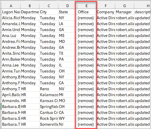 CSV using the remove keyword as the value to clear an attribute