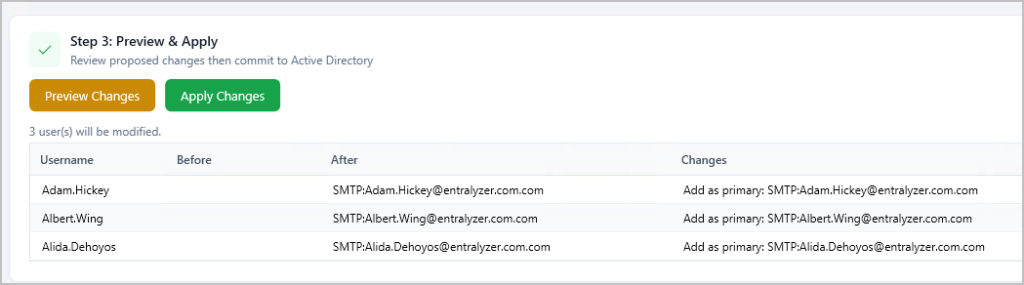 preview proxyaddress changes