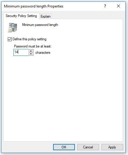 Minimum password length policy being changed to fourteen characters