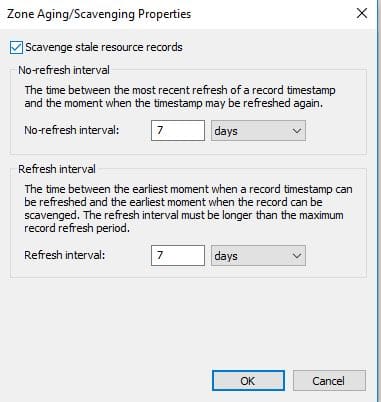 enable Scavenge stale resource records