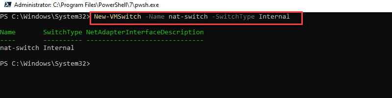 New-VMSwitch creating an internal virtual switch in PowerShell