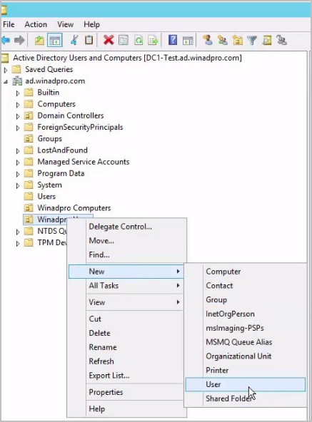 add new user to an OU or the default users container