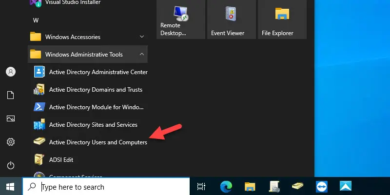 open active directory users and computers console