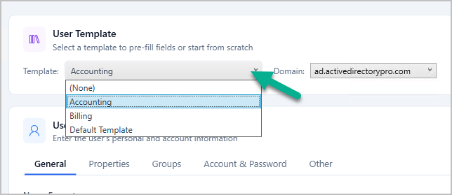 select user template