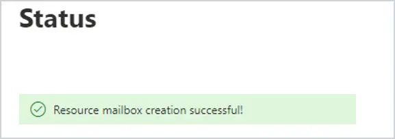 Status message confirming the room resource was created
