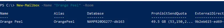 New-Mailbox with the Room switch creating the room resource in PowerShell