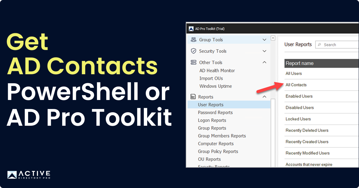 powershell get contacts from ad