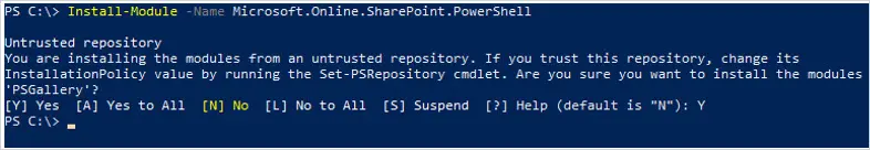 PowerShell installing the Microsoft.Online.SharePoint.PowerShell module
