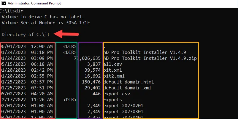 cmd list folders