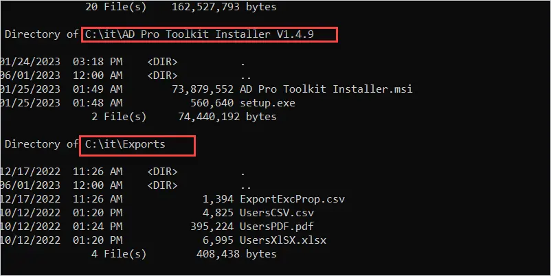 cmd list folder and subfolders