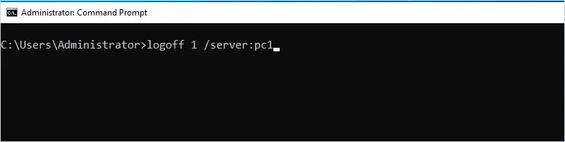 logoff command run against a session ID on the remote computer