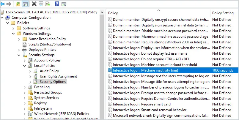 Group Policy Management console showing the same setting in the lock screen GPO