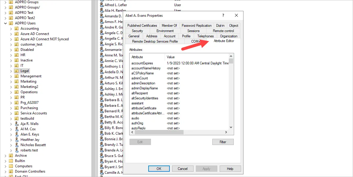 Active Directory Attributes List
