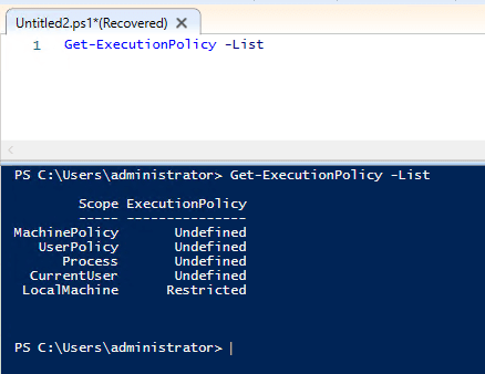Get-ExecutionPolicy returning the computer's current execution policy