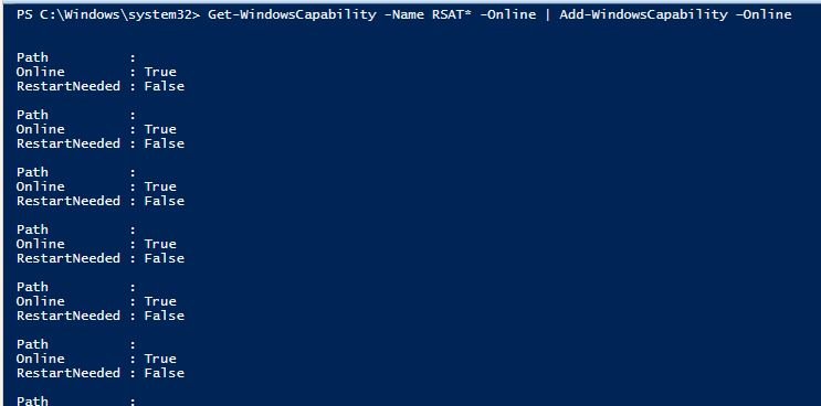 PowerShell piping Get-WindowsCapability into Add-WindowsCapability to install every RSAT tool