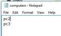 Text file listing the computer names to join to the domain