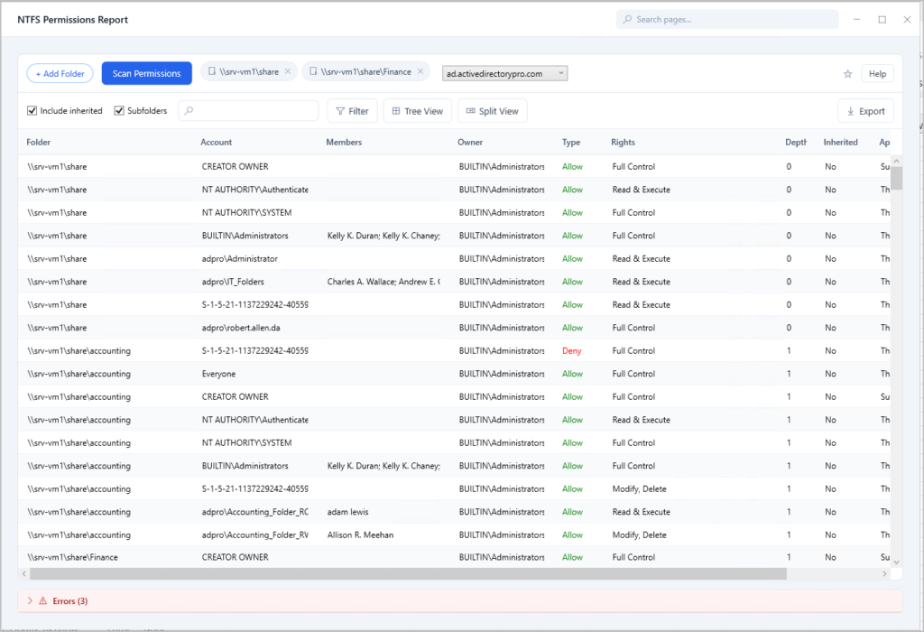 get ntfs permissions with ad pro toolkit