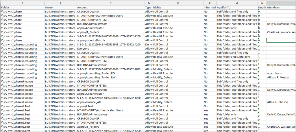 ntfs permissions export excel example