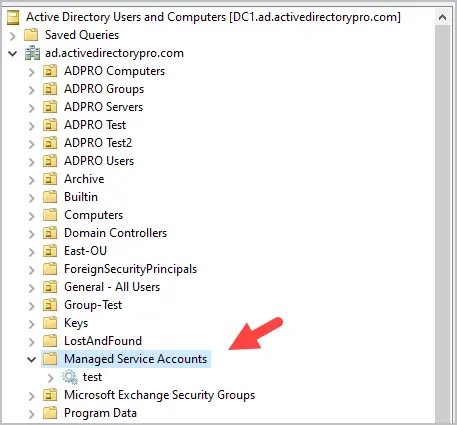 managed service accounts location