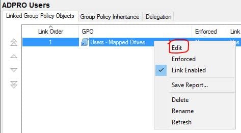 edit gpo settings