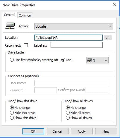 drive mapping gpo settings