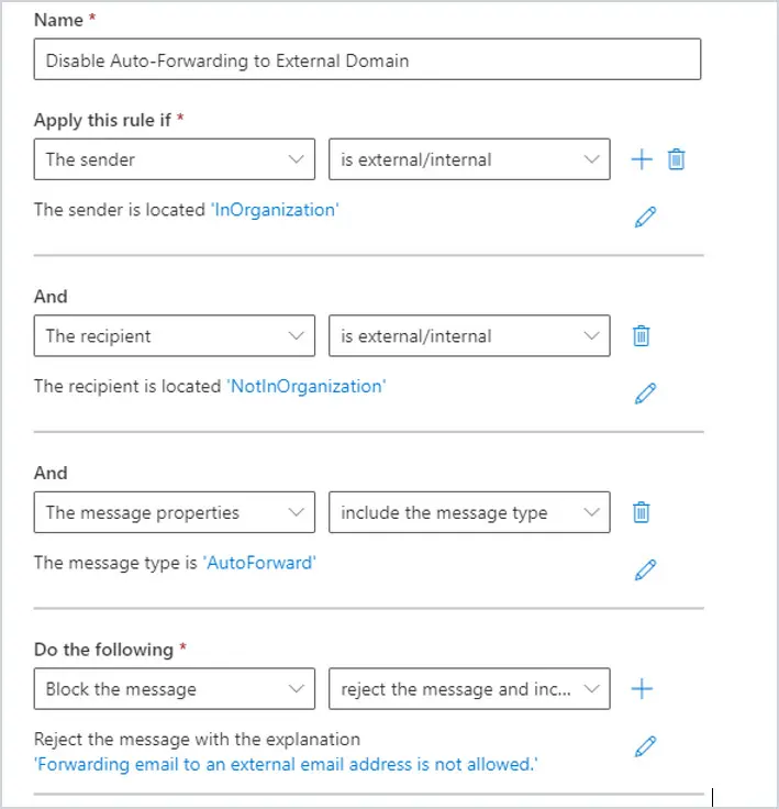 disable external forwarding