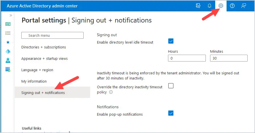 enable 365 portal timeout