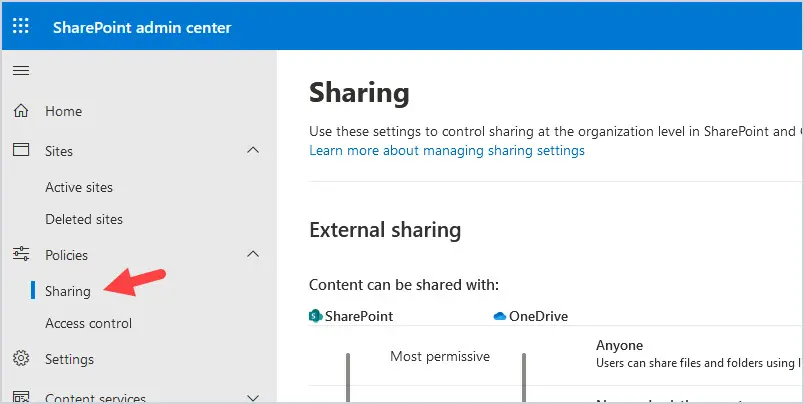 sharepoint external sharing settings
