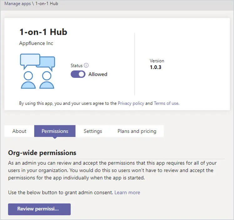 teams app permission settings