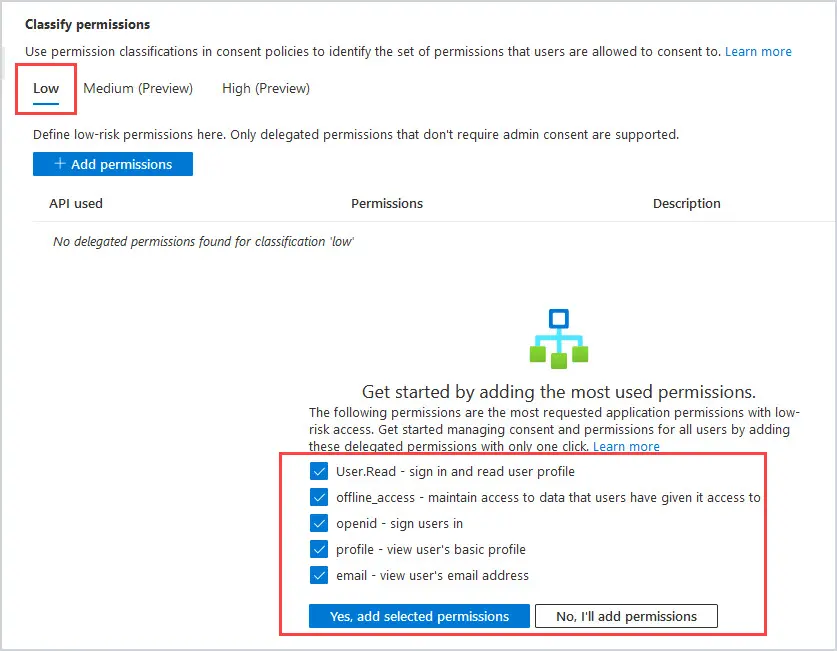 set enterprise apps permissions