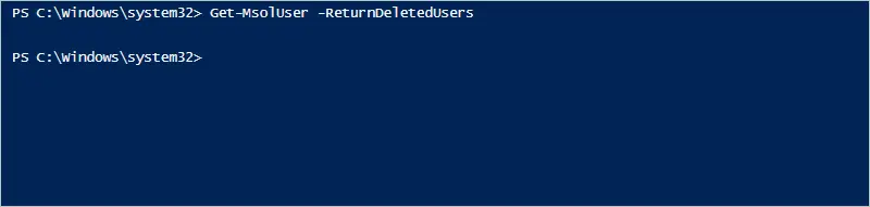 Same command returning no deleted users after the purge