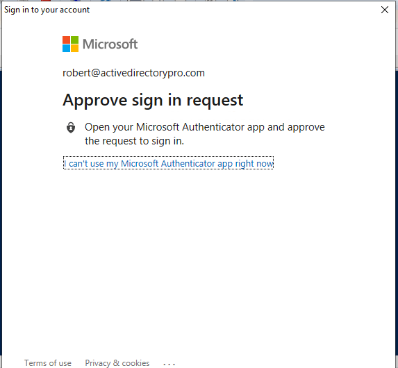 Multi-factor authentication approval prompt during sign in