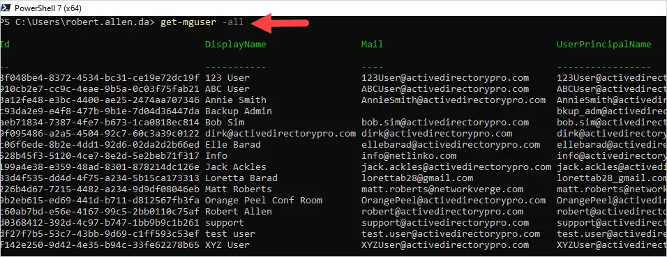 get-mguser all example