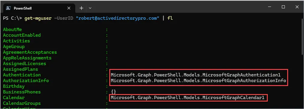 expand azure user properties
