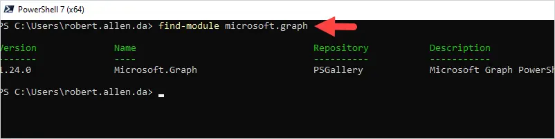 find Microsoft graph powershell module