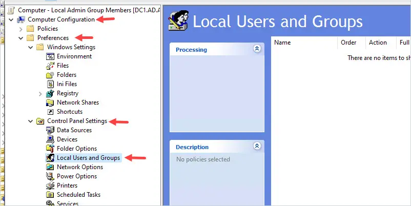 local users and groups