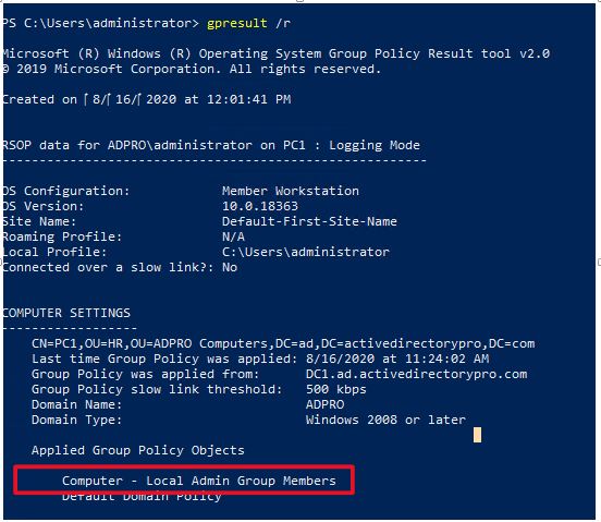 gpresult command