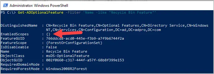 check ad recycle bin status