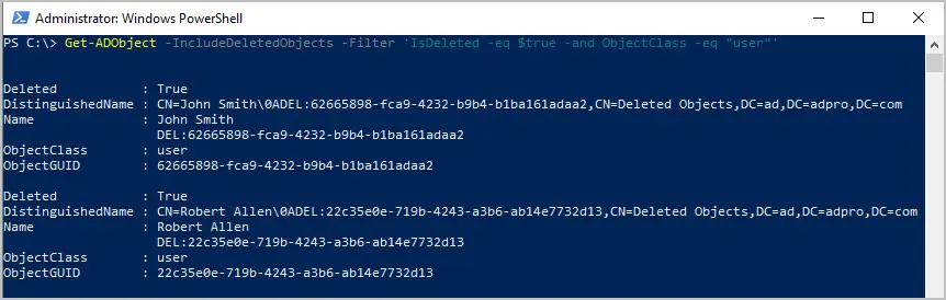 get-adobject powershell