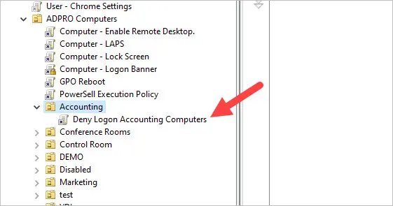 deny logon accounting computers