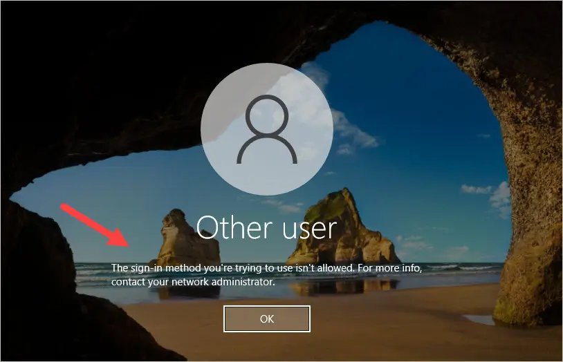 the sign in method isn't allowed