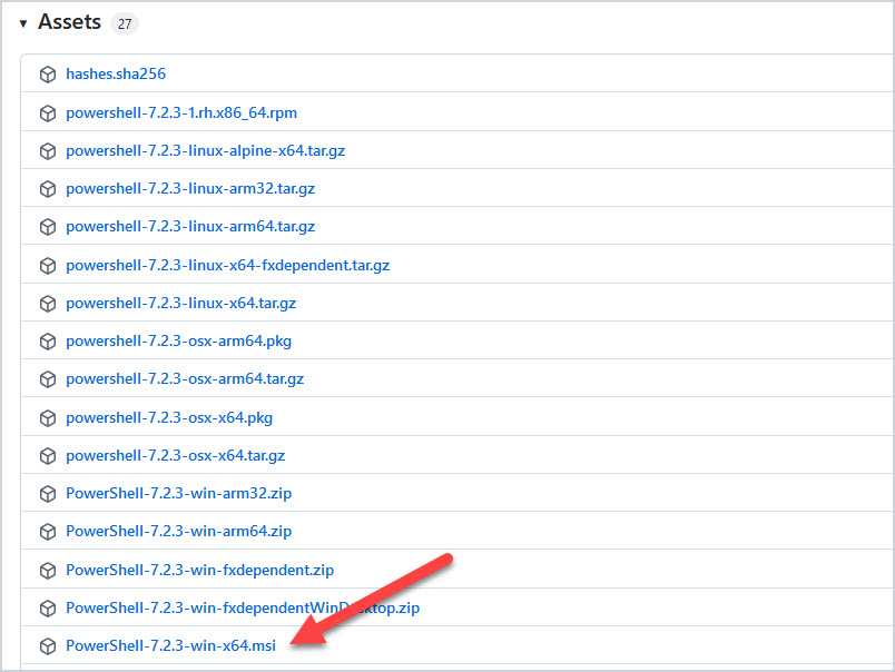 Release assets listing installer files for Windows, Linux, and macOS
