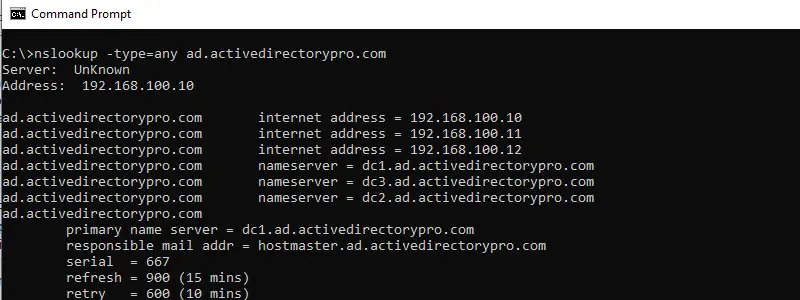 nslookup all records