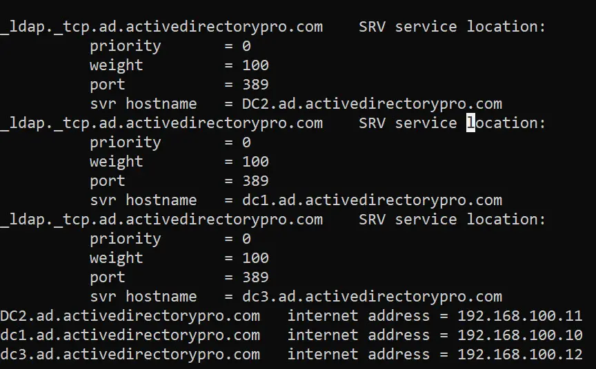 display all dns records for domain 