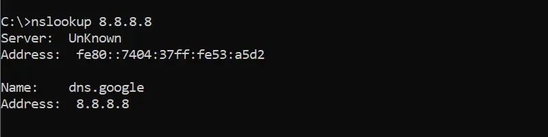 nslookup ip address