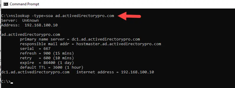 Nslookup SOA Record